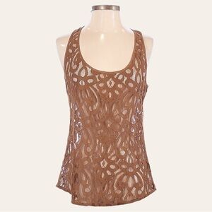🌺 Fossil Boho Sleeveless Sheer Floral Lace Cotton Tank Top Blouse Size S